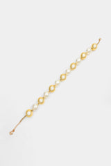 Faux Pearl Metal Ball Necklace & Earrings Set