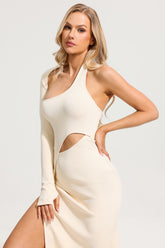 Knit One-Shoulder Solid Maxi Dress