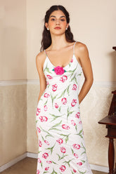 3D Flower Floral Sleeveless Slim Maxi Dress