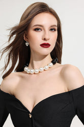 Faux Pearl Black & White Choker