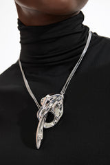 Metal Silver Layered Necklace