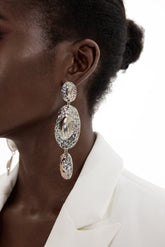 Oval Metal Drop Earrings