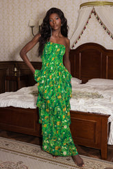Smocking Strapless Tiered Maxi Dress