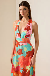 Floral V-Neck Midi Dress