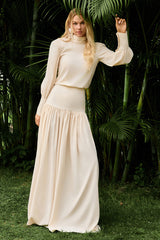 Solid Long Sleeve Top & Maxi Skirt Set