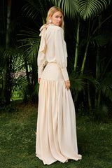 Solid Long Sleeve Top & Maxi Skirt Set