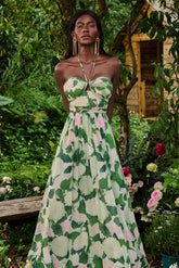 Floral Halter Neck Pleat Maxi Dress