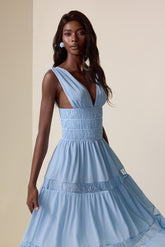 Chiffon V-Neck Sleeveless Midi Dress