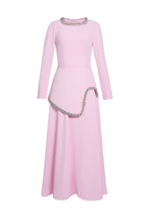 Rhinestone Long Sleeve Midi Dress