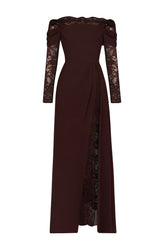 Lace Splicing Chiffon Off Shoulder Maxi Dress