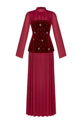 Rhinestone Velvet Splicing Maxi Dress