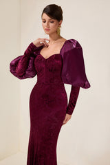 Velvet Burn-Out Sweetheart Neck Maxi Dress