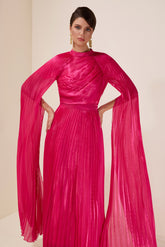 Solid Pleated Tie-Up Maxi Dress