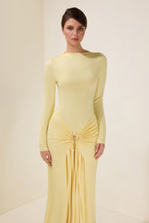 Jersey Knotted Metal Button Maxi Dress