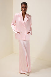 Solid Tailored Collar Blazer & High Waist Maxi Skirt Set