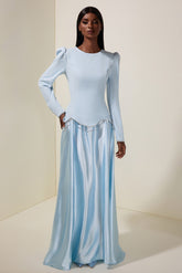 Satin Splicing Rhinestone Maxi Dress