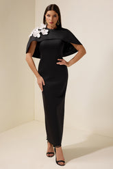 3D Flower Contrast Color Maxi Dress