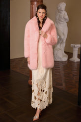 Solid Faux Fur Long Sleeve Coat