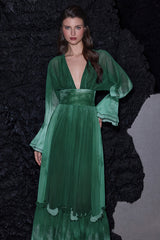 Ombre Chiffon Ruffle Maxi Dress