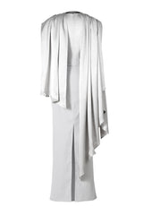 Satin Cape Sleeve Top & Slit Midi Skirt Set