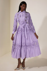 Lace Splicing Flapped Midi Dress