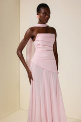 Solid Off-Shoulder Tie-Up Midi Dress