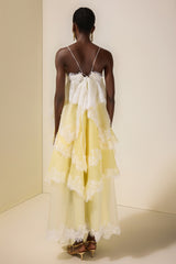 Chiffon Gradient Color Lace Maxi Dress