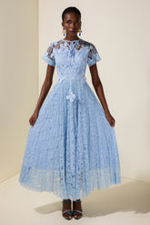 Lace Butterfly Pleated Midi Dress