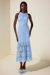 Lace Embroidered Sleeveless Midi Dress