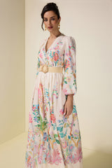 Floral Lace Midi Dress With Belt