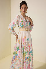 Floral Lace Midi Dress With Belt
