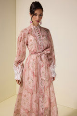 Paisley Print Lace Single Breasted Midi Dress