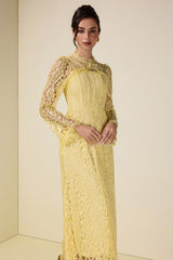 Lace Tie-Up Long Sleeve Midi Dress
