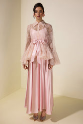 Sequin Lace Blouse & Satin Slip Maxi Dress Set