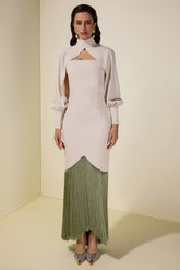 Tassel Slip Midi Dress With Cape