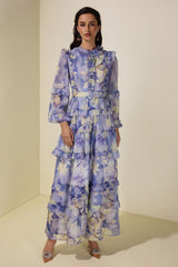 Floral Ruffle Maxi Dress With Belt