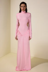 Solid Gathering Cut-Out Maxi Dress