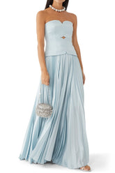 Sweetheart Neck Off-Shoulder Pleated Midi Dress