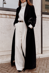 Woolen Solid Long Sleeve Maxi Coat