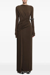 Jersey Gathering Long Sleeve Maxi Dress