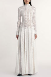 Solid Long Sleeve Lace Maxi Dress