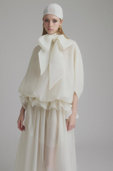 Tie-Neck Ruffled Solid Maxi Dress
