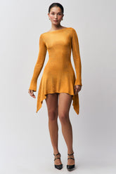 Jersey Backless Bow Long Sleeve Mini Dress