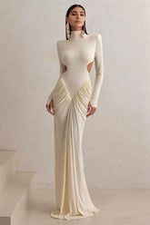 Solid Gathering Cut-Out Maxi Dress