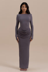 Jersey Ruched Long Sleeve Maxi Dress