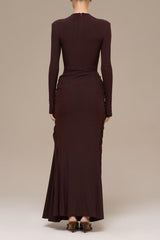 Jersey Metal Decorations Ruched Maxi Dress