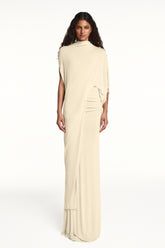 Jersey Asymmetrical Sleeve Top & Maxi Skirt Set