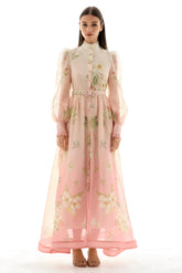 Floral Single Breasted Maxi Dress With Belt