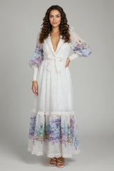 Floral Rivet Tie-Up Midi Dress