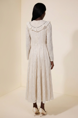 Chiffon Embroidered Ruffle Midi Dress